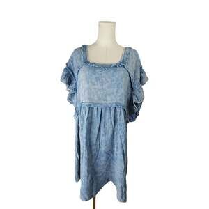 BiB! Women's Blue Ruffle Sleeve Square Neck Dress Size S NWT